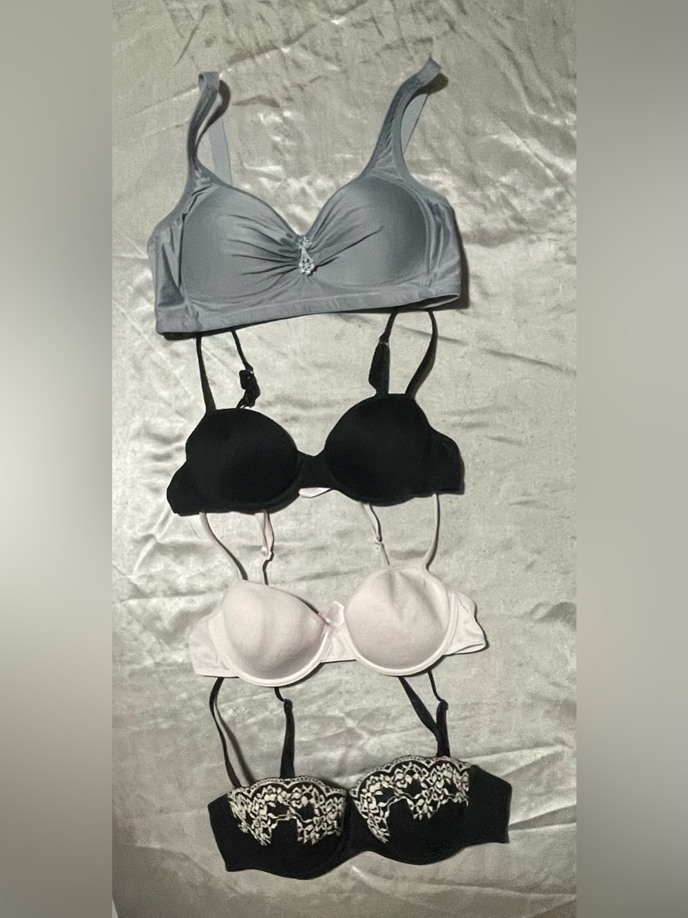VSX Mixed Bra Set - Gray, Black, White, Black with Lace
